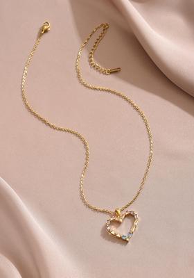 Multicolor Zircon Heart Pendant Chain