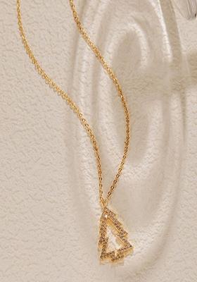 Gold Plated Christmas Tree Zircon Pendant Necklace