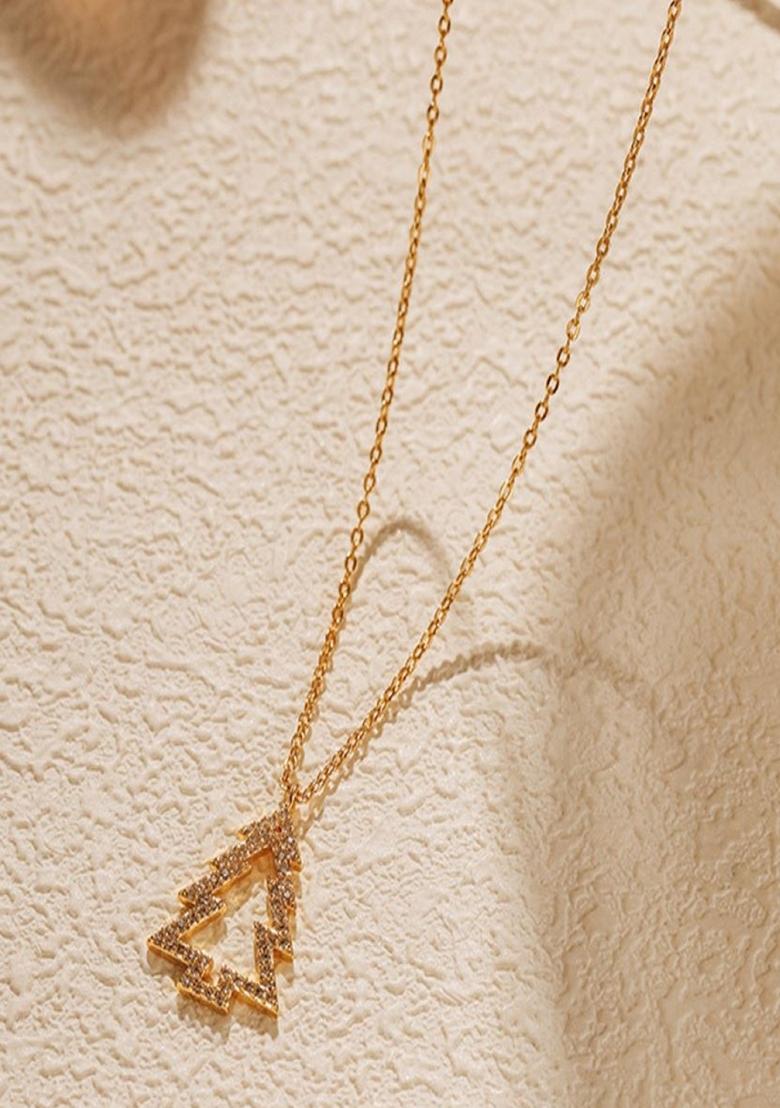 Gold Plated Christmas Tree Zircon Pendant Necklace