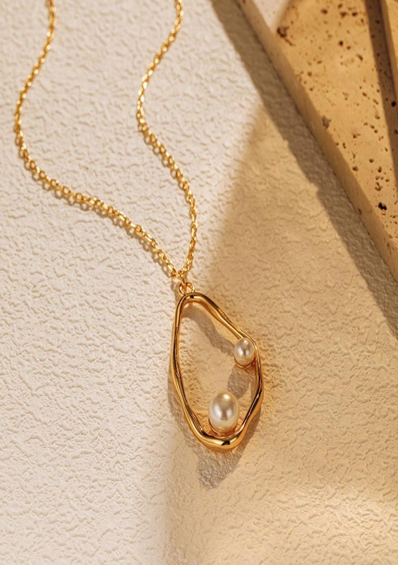 Gold Platedeternal Pearl Oval Pendant Necklace