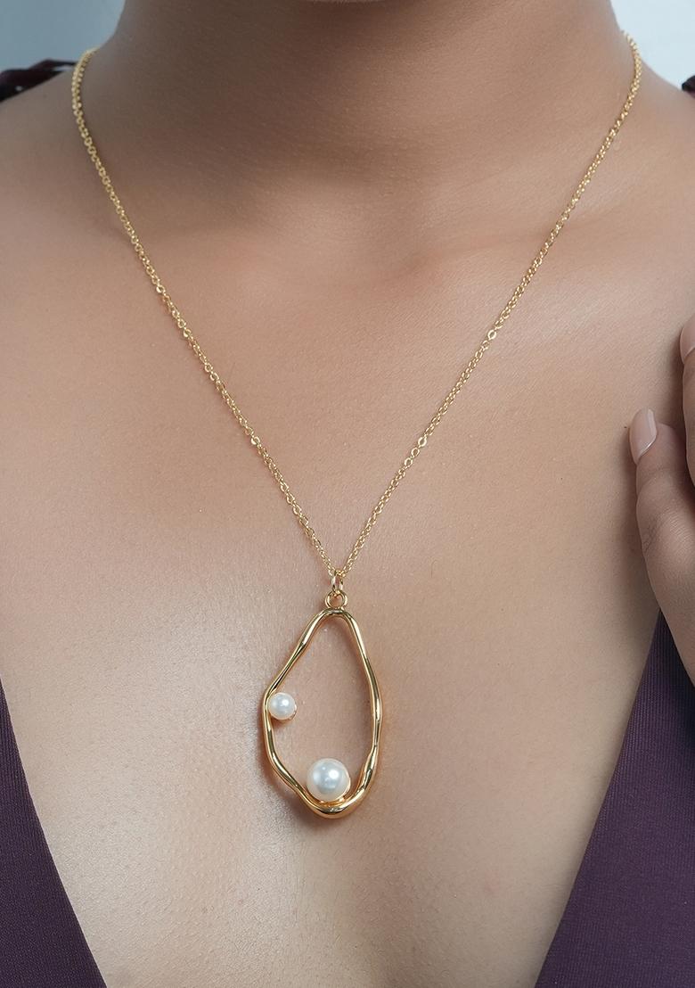 Gold Platedeternal Pearl Oval Pendant Necklace