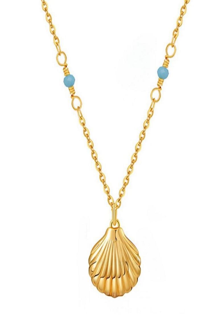 Gold Plated Shell Bead Pendant Necklace