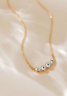 Gold Plated Evil Eye Pendant Necklace