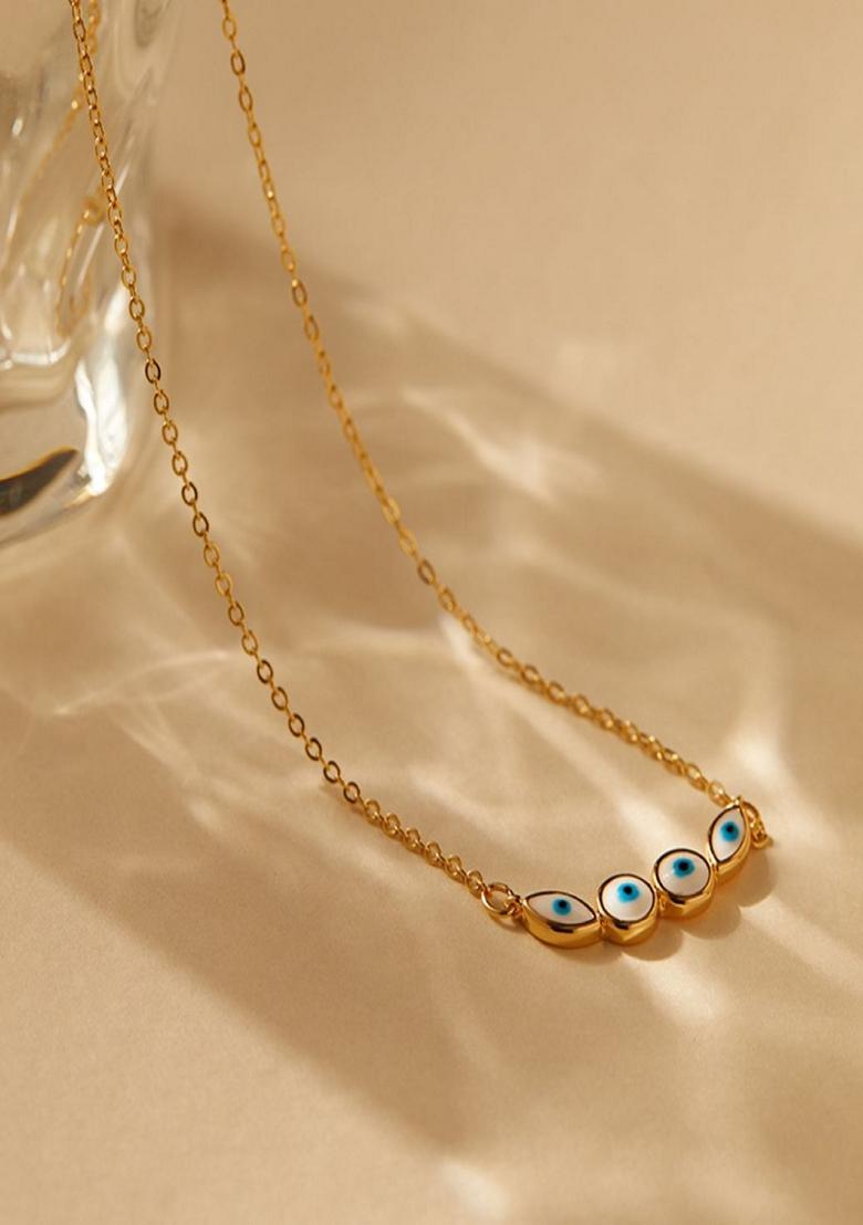 Gold Plated Evil Eye Pendant Necklace