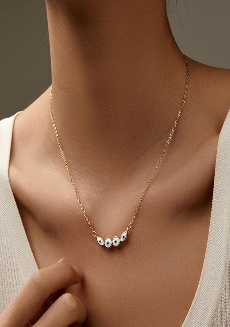 Gold Plated Evil Eye Pendant Necklace