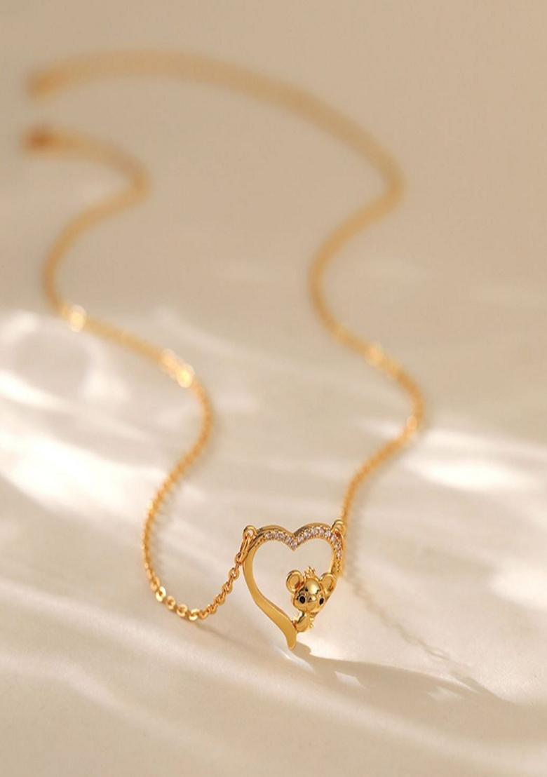 Gold Platedkoala Bear Heart Pendant Necklace