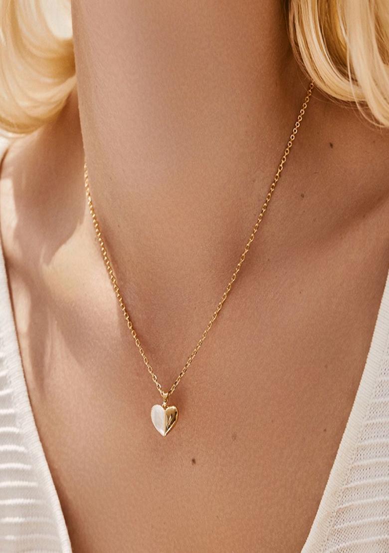 Gold Plated Half Heart Pendant Necklace