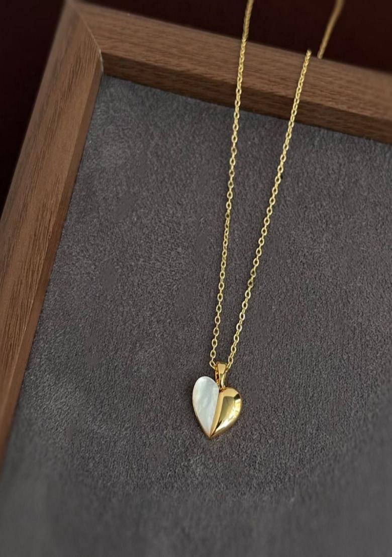 Gold Plated Half Heart Pendant Necklace