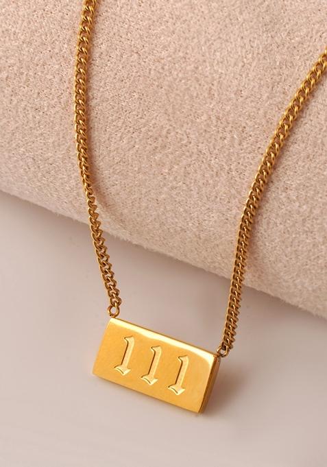 Gold Plated Waterproof Antitarnish Angel Number Pendant