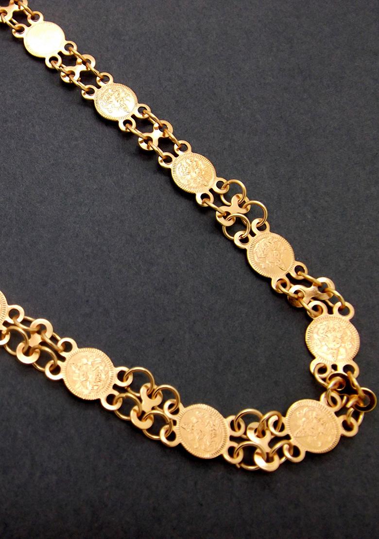 Gold Plated Laxmi Mala Temple Long Necklace