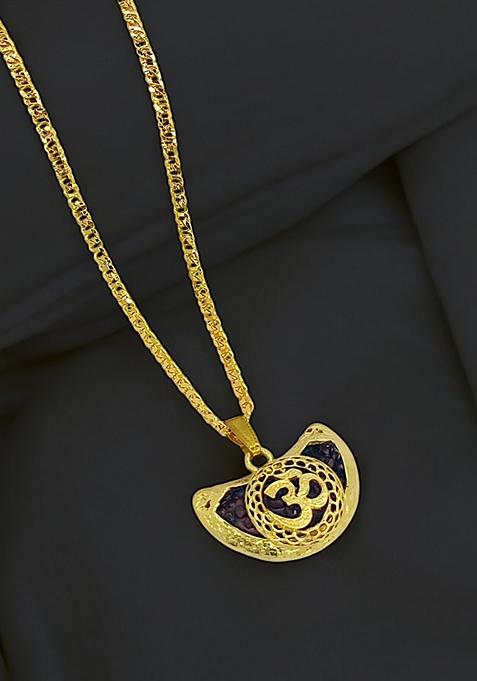 Gold Plated Om Rudraksha Chain With Pendant