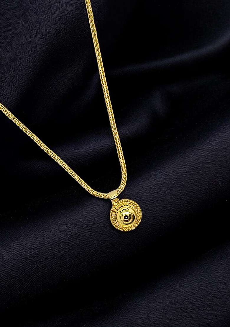 Gold Plated Round Meenakari Pendant Chain - Indya