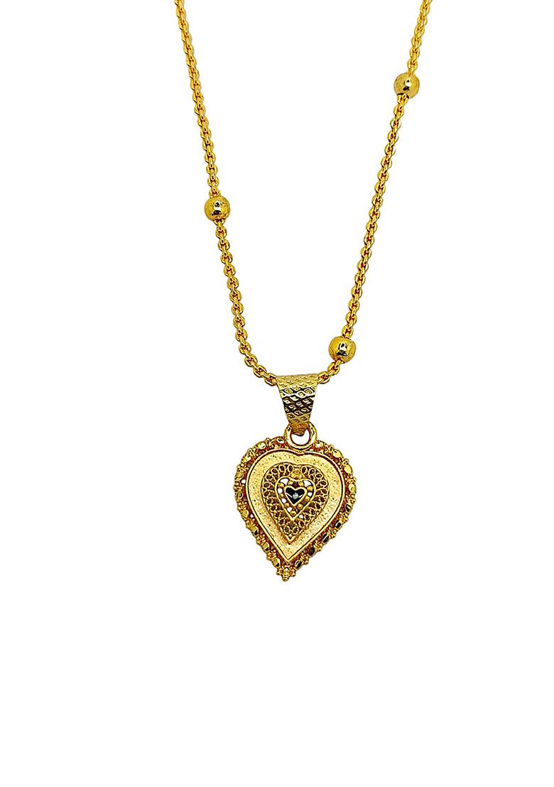 Gold Plated Filigree Hearts Pendant Chain