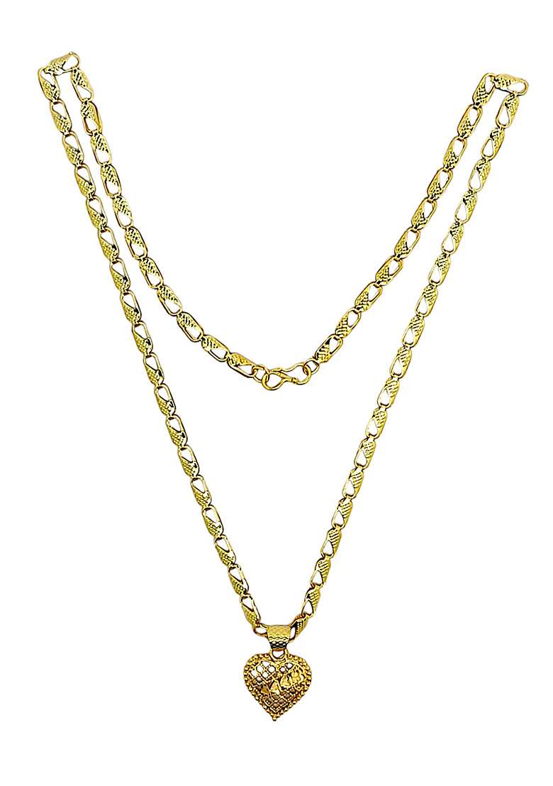 Gold Plated Round Meenakari Pendant Chain - Indya