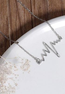Silver Plated Heart Beat Pendant Chain