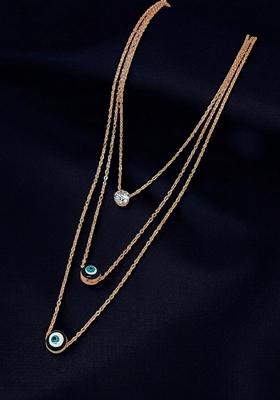 Gold Plated Evil Eye Cz 3 Layer Link Chain