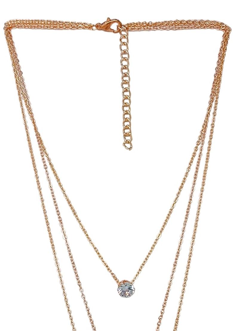 Gold Plated Evil Eye Cz 3 Layer Link Chain