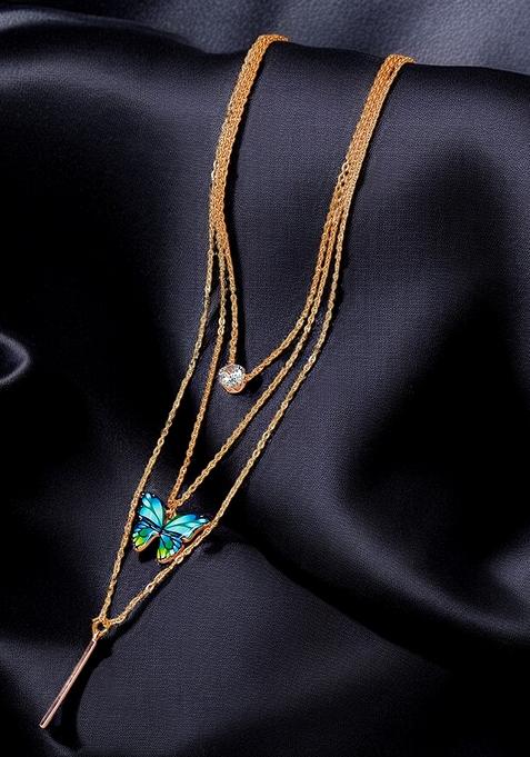Gold Plated Butterfly Layered Link Chain