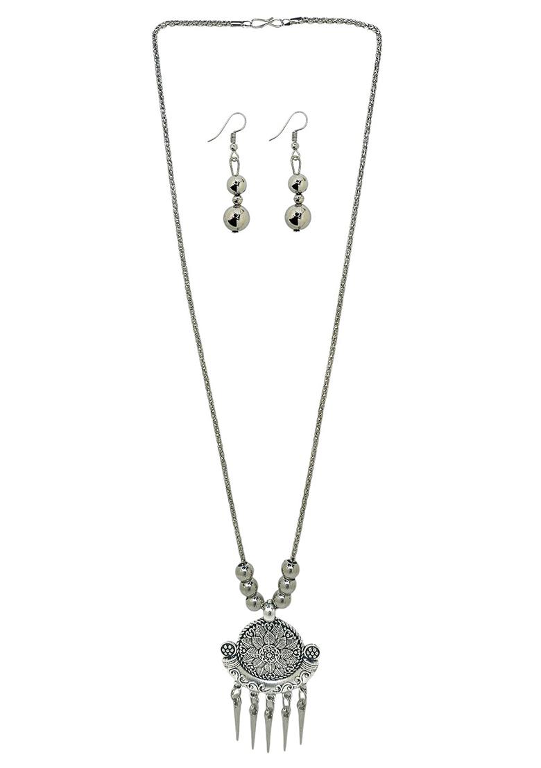 Silver Plated And Beaded Jewellery Set