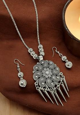 Silver Oxidised Long Jewellery Set