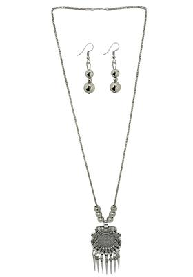 Silver Oxidised Long Jewellery Set