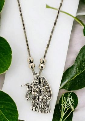 Silver Oxidised Temple Necklace