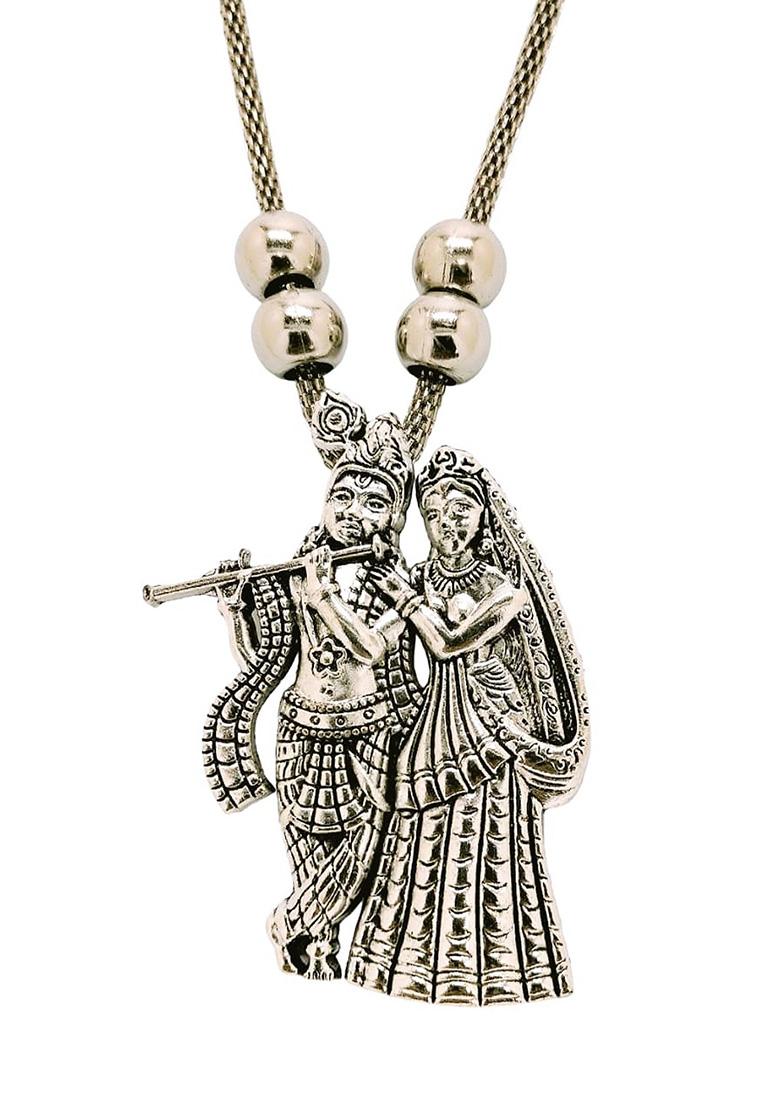 Silver Oxidised Temple Necklace