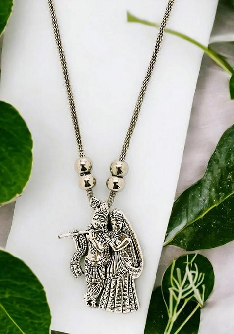 Silver Oxidised Temple Necklace