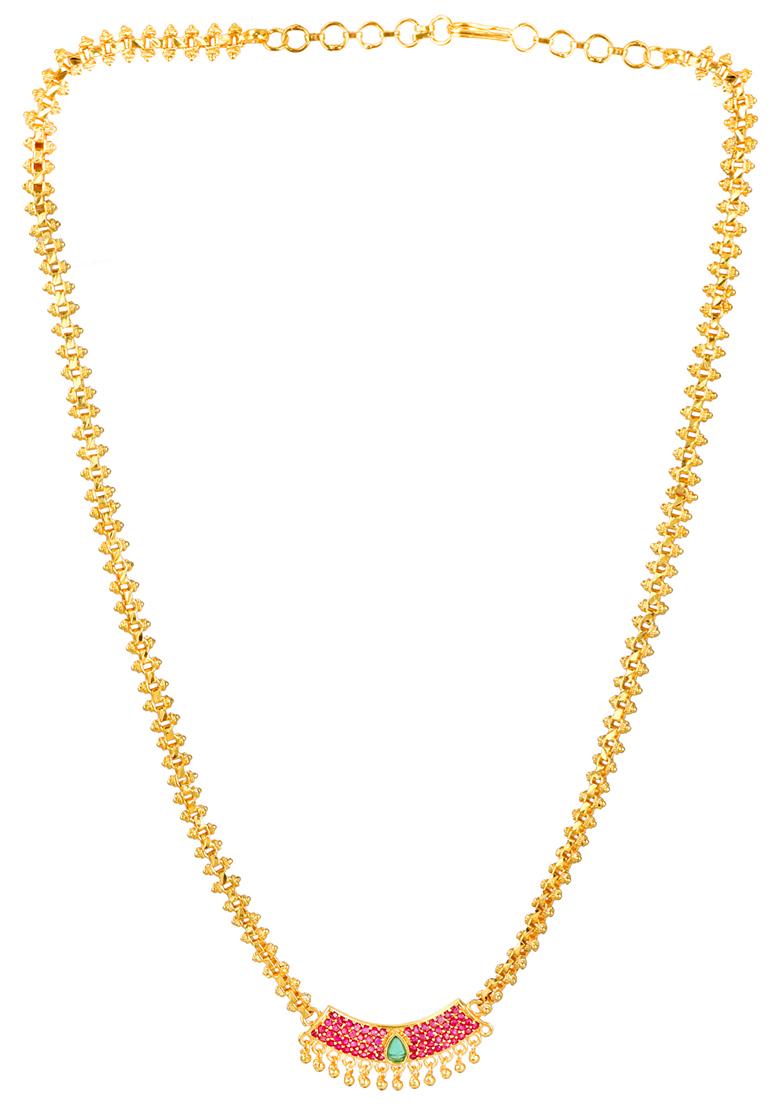 Gold Toned Ruby Stone Studded Handcrafted Necklace