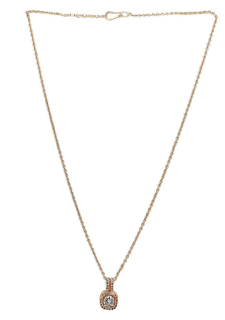 Rose Gold American Diamond Solitaire Pendant Chain