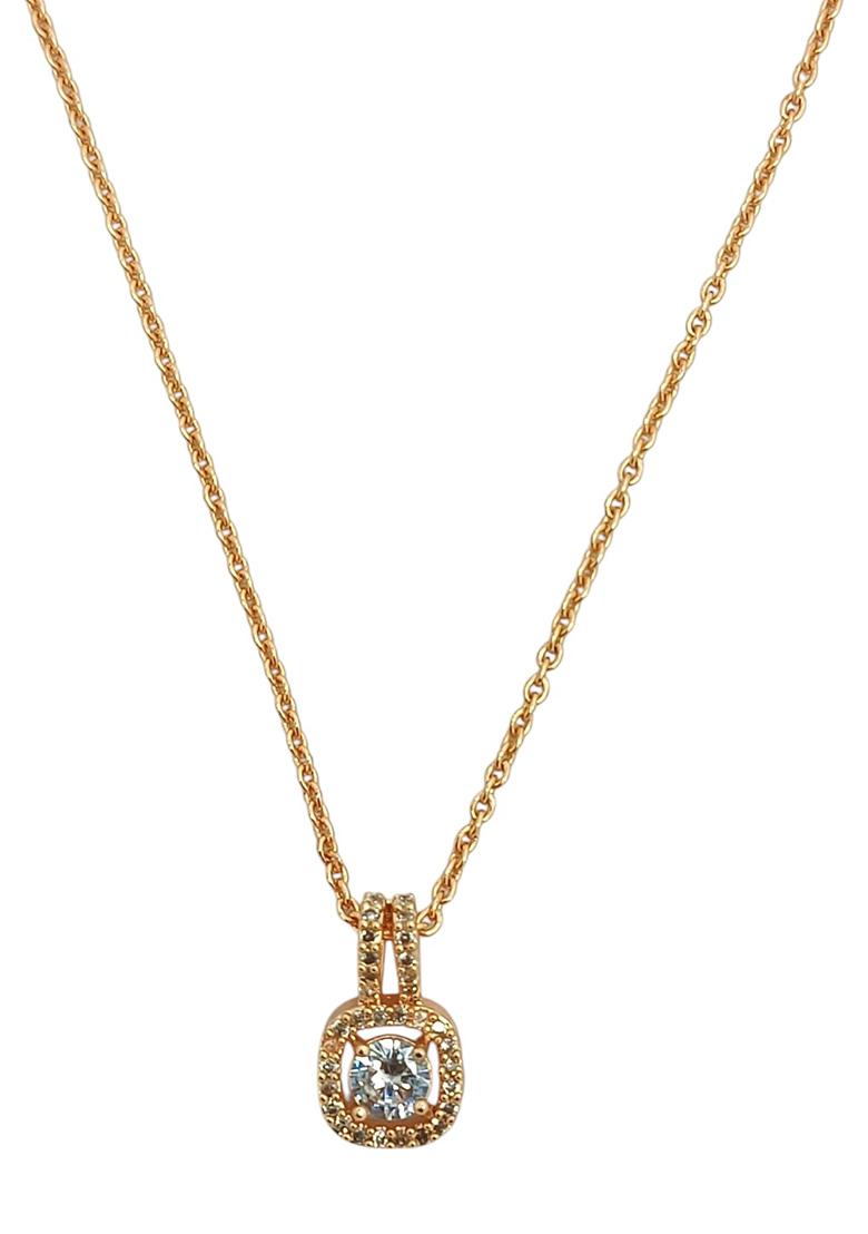Rose Gold American Diamond Solitaire Pendant Chain