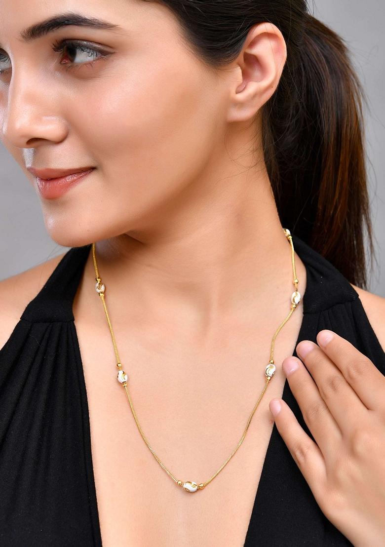 Gold Plated Chain With Hand Crafted Beads