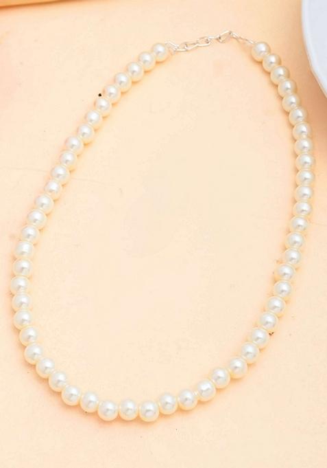 White Pearl Beaded Necklace