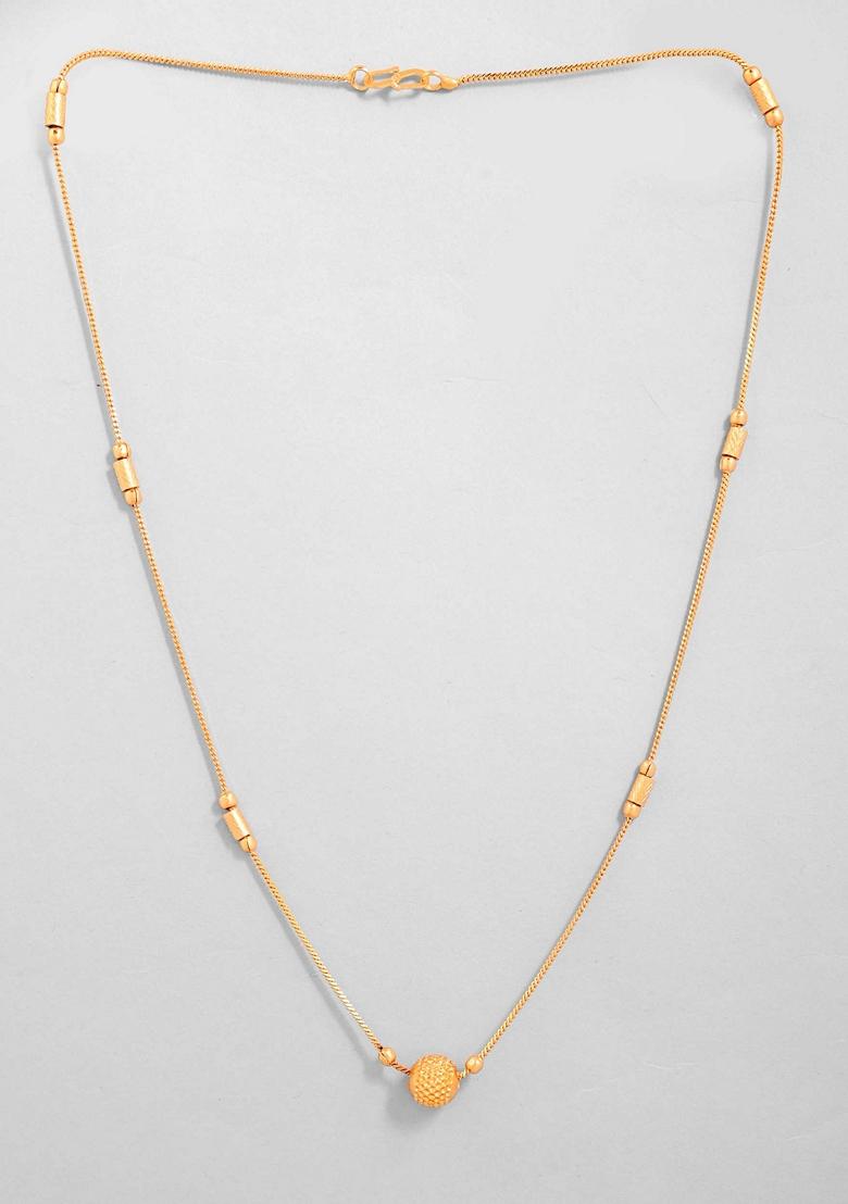 Gold Plated Designer Piped Chain Withbig Bead