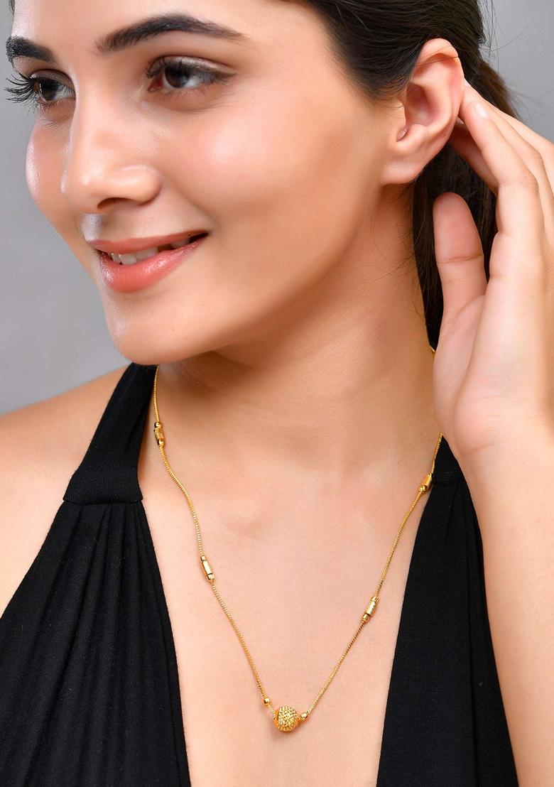 Gold Plated Designer Piped Chain Withbig Bead