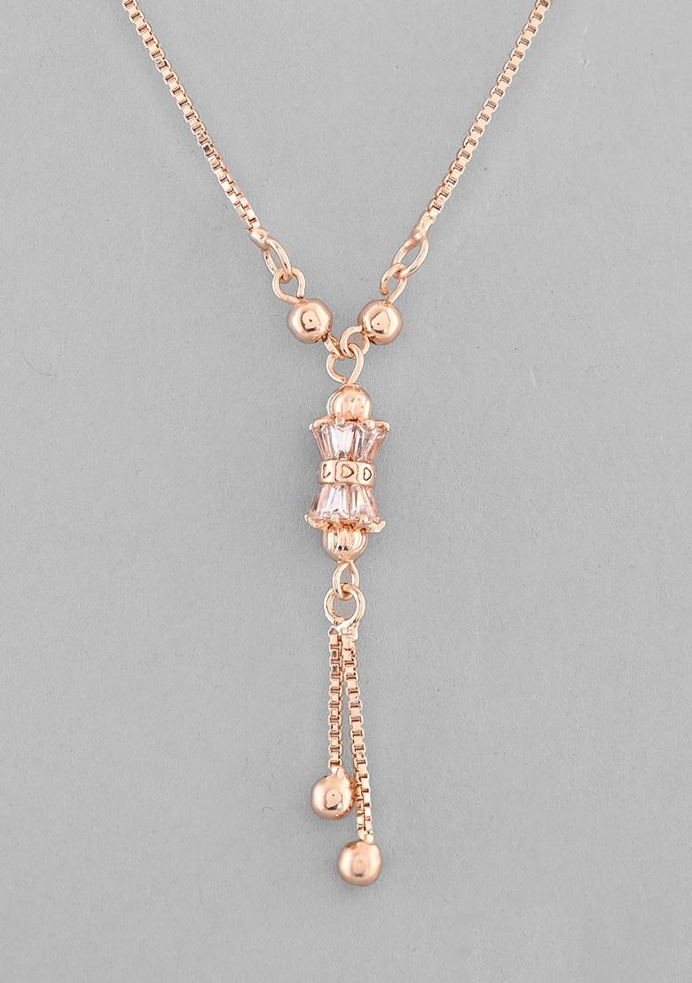Gold Rose Plated Ad Stone Studded Chain