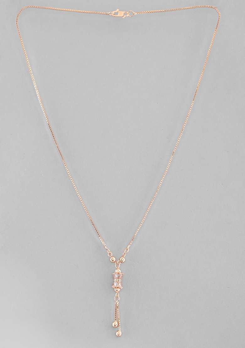 Gold Rose Plated Ad Stone Studded Chain - Indya