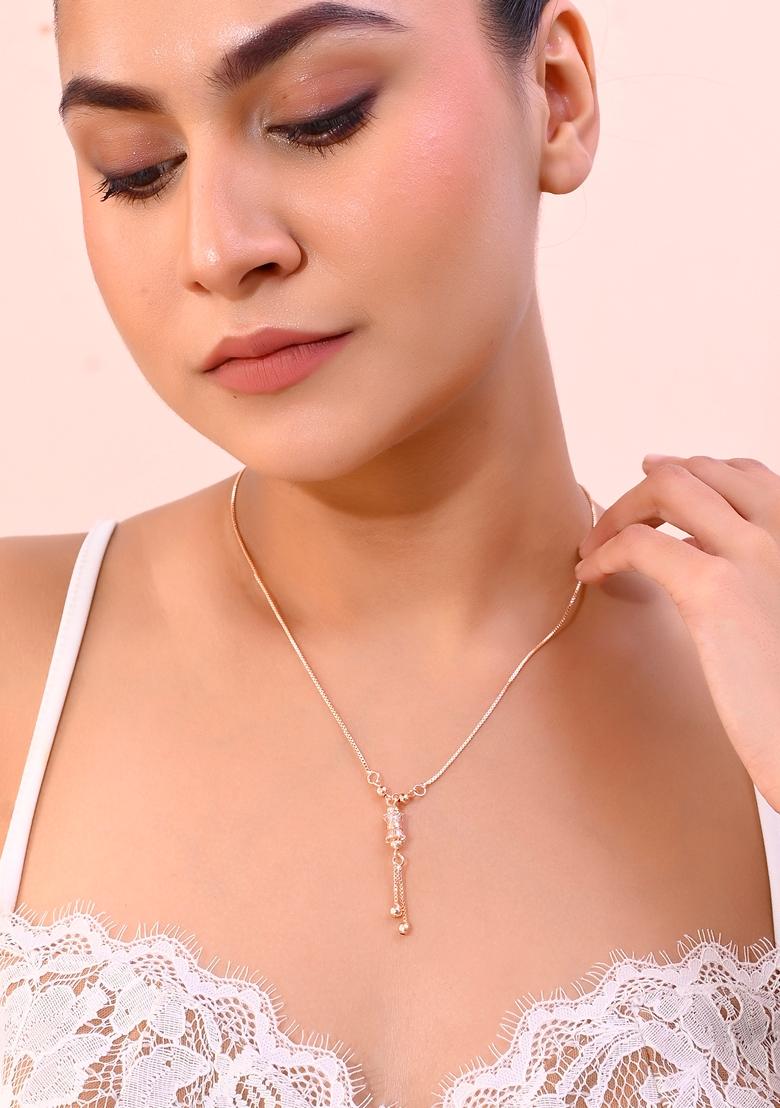 Gold Rose Plated Ad Stone Studded Chain