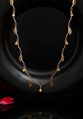 Gold Plated Designer Chain With Ad Stone And Leaf