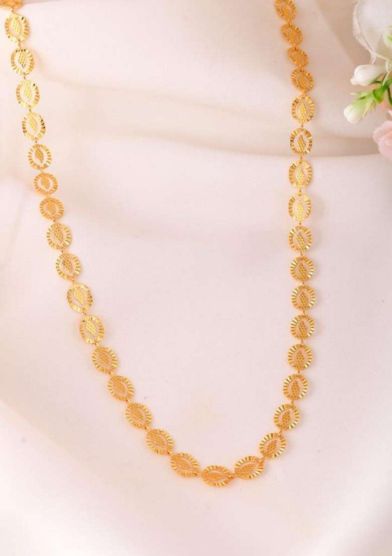 Gold Plated Self Designed Oval Shaped Chain - Indya