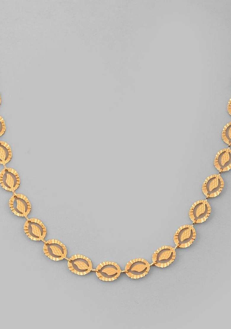 Gold Plated Self Designed Oval Shaped Chain - Indya