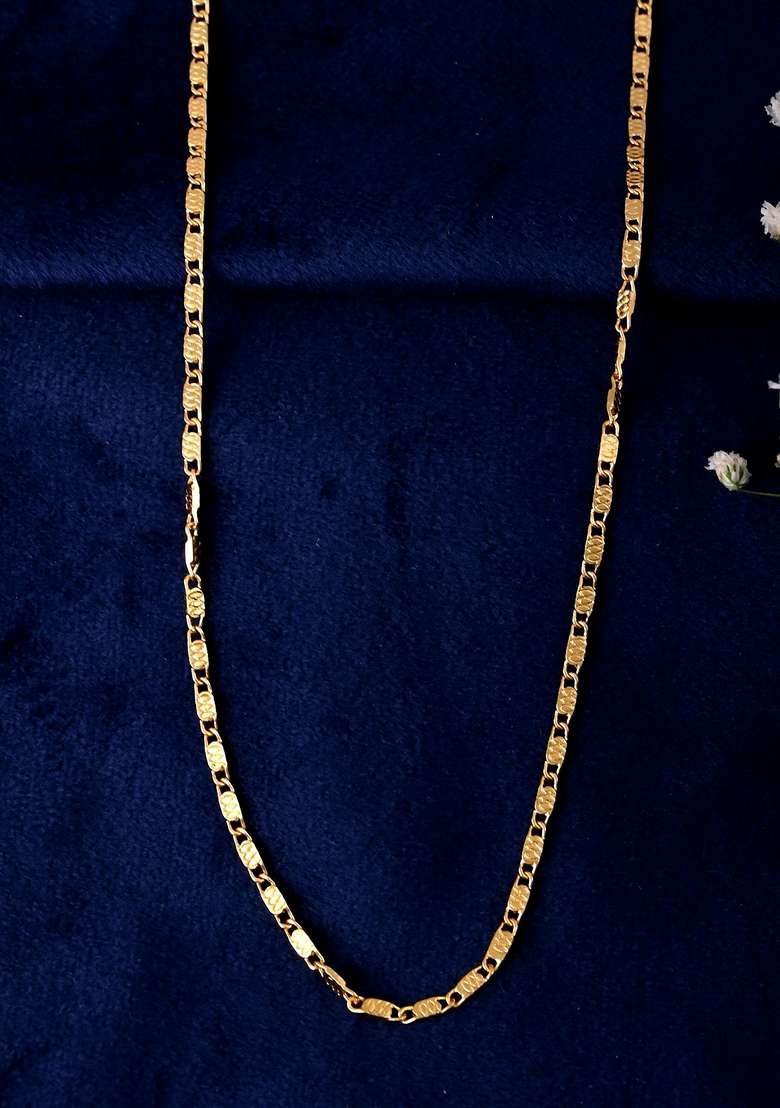 Gold Plated Designer Biscuit Shaped Chain - Indya