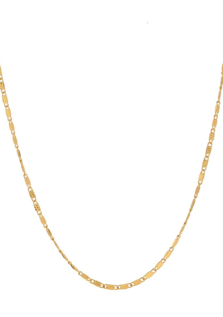 Gold Plated Designer Biscuit Shaped Chain - Indya