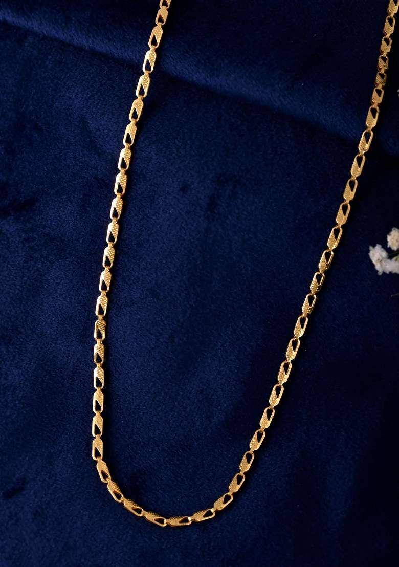 Gold Plated Designer Biscuit Shaped Chain - Indya