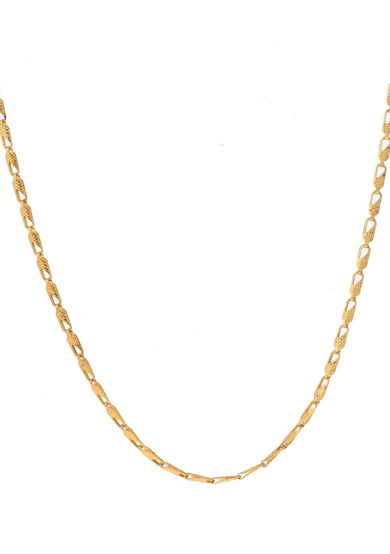 Gold Plated Designer Biscuit Shaped Chain - Indya