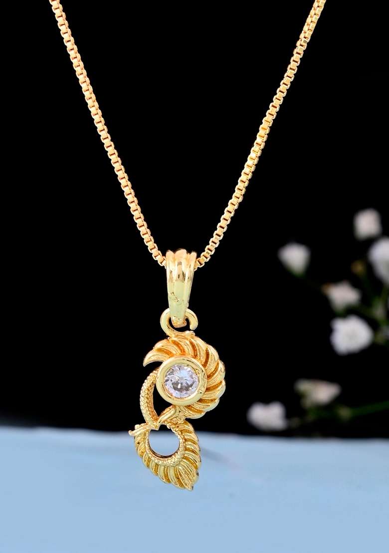 Gold Plated Designer Ad Studden Pandent With Chain - Indya
