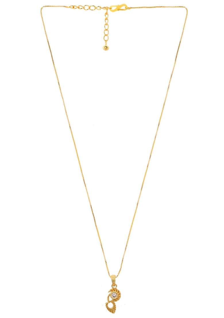 Gold Plated Designer Ad Studden Pandent With Chain - Indya