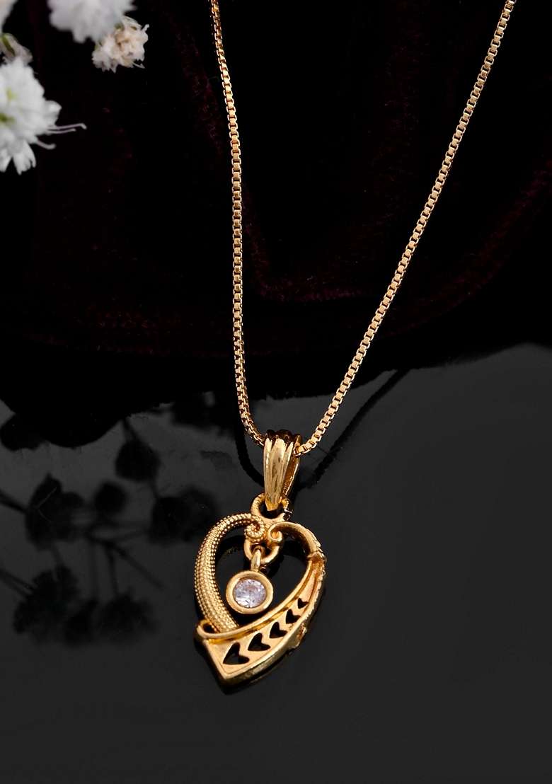 Gold Plated Designer Ad Studden Pandent With Chain - Indya