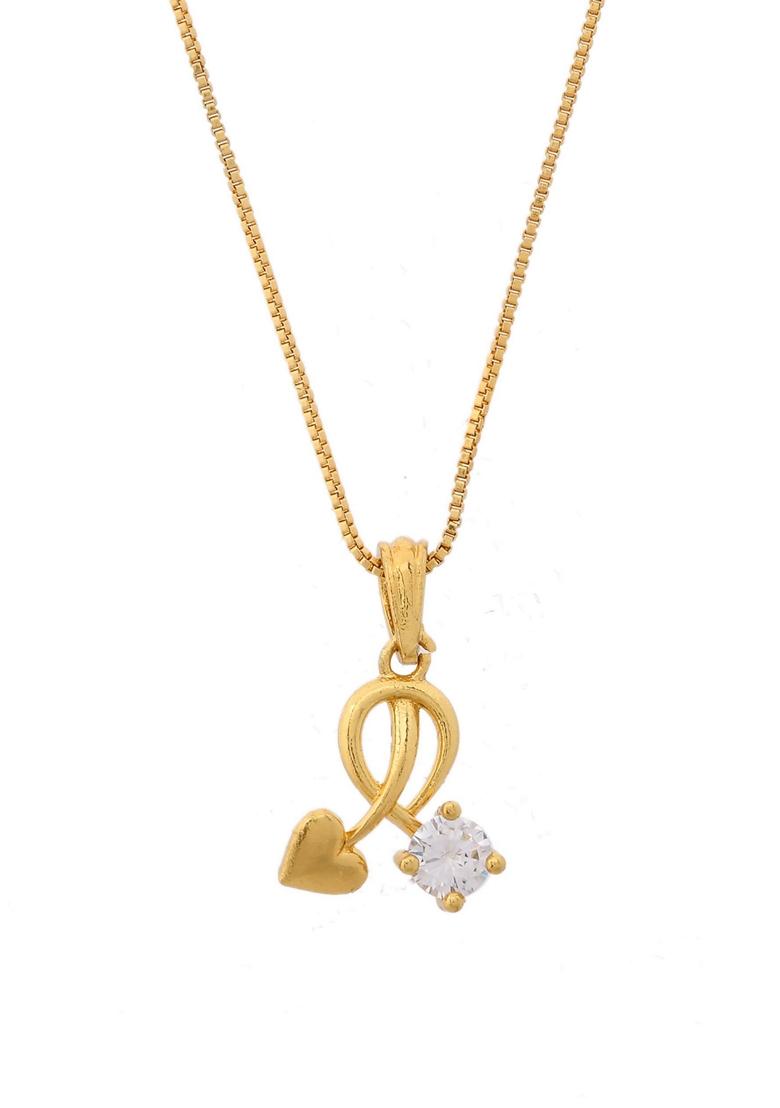 Gold Plated Designer Ad Studded Pandent With Chain