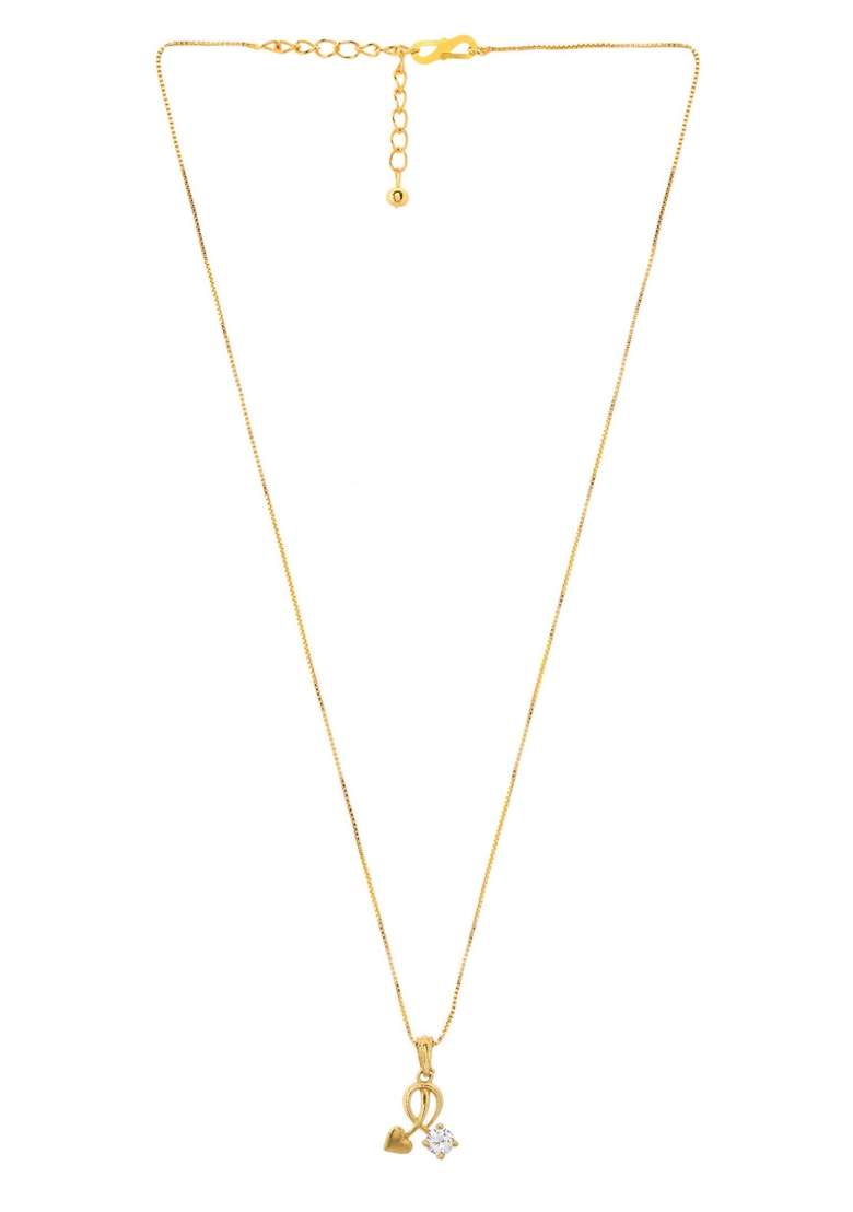 Gold Plated Designer Ad Studded Pandent With Chain - Indya